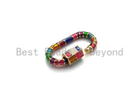 Colorful Enamel pave Oval Shape Clasp, Enamel Pave Clasp, Gold/Silver/Rose Gold/Gunmetal Carabiner Clasp, 16x28mm, sku#H225