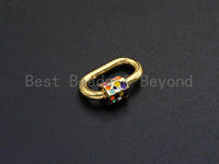 NEW Colorful Enamel Oval Shape Clasp, CZ Pave Clasp, Gold/Silver/Rose Gold/Gunmetal Carabiner Clasp, 15x22mm, sku#H230 BestbeadsbeyondUS