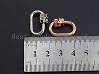 NEW Colorful Enamel Oval Shape Clasp, CZ Pave Clasp, Gold/Silver/Rose Gold/Gunmetal Carabiner Clasp, 15x22mm, sku#H230 BestbeadsbeyondUS