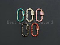 Colorful Enamel pave Oval Shape Clasp, Enamel Pave Clasp, Black/Red/Pink/White/Blue Carabiner Clasp, 16x28mm, sku#H232
