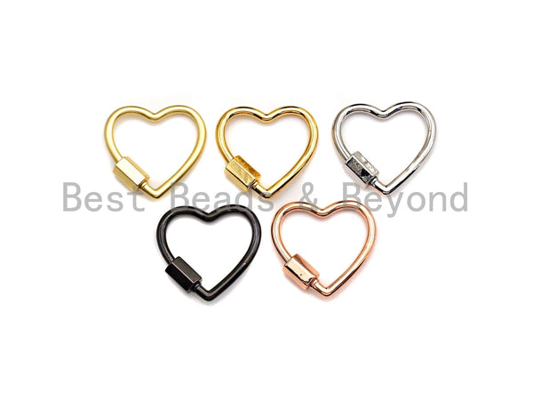 Pave Heart Shape Clasp, Black/Gold/Silver/Rose Gold Carabiner Clasp, 21mm, sku#H245