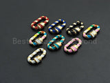 Colorful Enamel Pave Oval Shape Clasp, Carabiner Clasp, White/Black/Rainbow/Blue/Pink Screw Clasp, 12x20mm, sku#H251