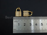 CZ Micro Pave PadLock Shape Pendant, Cubic Zirconia Rectangle Lock Pendant, Gold Tone pendant, 11x16mm, sku#F1117