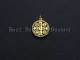 18K Gold CZ Micro Pave Saint Bendict Benito Pendant Charm, Cubic Zirconia Charm, Religious Jewelry Findings,16mm,sku#Z851 Bestbeads&Beyond