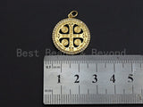 18K Gold Saint Bendict Benito Pendant Charm, Cubic Zirconia Charm, Regilous Jewelry Findings, 22mm,sku#Z852 Bestbeads&Beyond