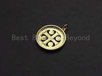 18K Gold Saint Bendict Benito Pendant Charm, Cubic Zirconia Charm, Regilous Jewelry Findings, 22mm,sku#Z852 Bestbeads&Beyond