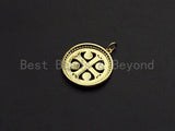 18K Gold Saint Bendict Benito Pendant Charm, Cubic Zirconia Charm, Regilous Jewelry Findings, 22mm,sku#Z852 Bestbeads&Beyond