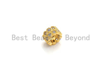 CZ Pave Big Hole beads, Cubic Zirconia Round Spacer Beads, European Large hole Bead, 5x8mm, sku#Z878