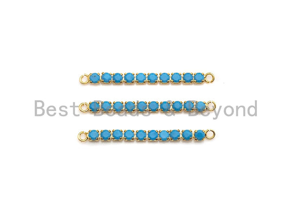 Turquoise Long Bar Connector/link, Turquoise Blue CZ Connector Beads, Connector bar for bracelet Necklace,  3x40mm, sku#Z924