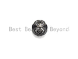 CZ Pave Round Spacer beads,  Enamel Black Dots Round Pave Ball, 11mm Cubic Zirconia Spacer Beads, sku#Z926