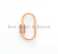 CZ Micro Pave Oval Shape Clasp, Gold/Rose gold/Gunmetal/Silver Plated U Shape Clasp, Pave Carabinar Clasp,14x27mm, sku#H136