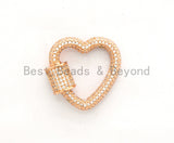 Fully CZ Micro pave Clasp, Gold/Rose gold/Silver/Black, Heart Shape Clasp, 22mm, sku#H139