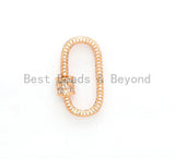 CZ Micro Pave Oval Shape Clasp, Gold/Rose gold/Gunmetal/Silver Plated Clasp, 15x29mm, sku#H144
