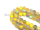 Matte Dusty Yellow Aura beads, round 6mm/10mm Yellow Aura Manmade Moonstone Beads, 15.5" Full Strand, sku#U935