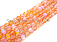 Matte Spectrolite Aura Quartz, Peach Color Aura Round 6mm/8mm/10mm/12mm beads, Manmade Moonstone, 15.5inch strand, SKU#U939