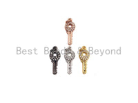 CZ Micro Pave Key Shaped Pendant/Charm, Clear Cubic Zirconia Pave Charm, Small Key Charm, 7x17mm, sku#F1138 BestbeadsbeyondUS