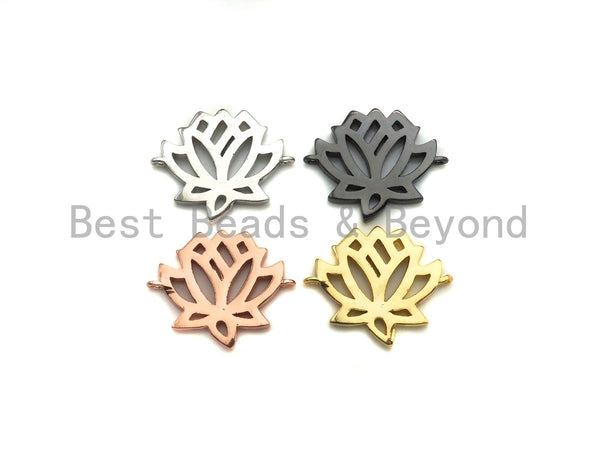 Lotus Flower Connector Charm, Gold/Rose Gold/Silver/Gunmetal Color Flower Charm, 16x20mm, sku#Z958