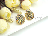 CZ Micro Pave Star Stud Earring, Double Round Coin Shape Star Earrings, Colorful CZ micro pave earrings, 16x19mm, sku#J232