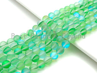 NEW COLOR!! Spectrolite Green Quartz Matte, High Quality in Round 6mm/8mm/10mm/12mm, Green Manmade Crystal beads, 15.5inch strand, SKU#U822