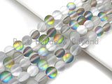 Matte Spectrolite Rainbow Gray Aura Quartz,  High Quality in Round 6mm/8mm/10mm/12mm, Manmade Crystal, 15.5inch strand, SKU#U830