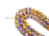 Natural Purple Yellow Fire Agate Beads, 6mm/8mm/10mm Round Faceted Fire Agate Beads, 15.5" Full Strand, Sku#UA70