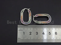 Colorful CZ Micro Pave Huggies Oval Shape Loop Earrings, Pave Hoop Huggies, 17x29mm, sku#J248 BestbeadsbeyondUS