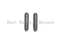 CZ Micro Pave Double Row Huggie Earring, Leverback ear wires, cubic zirconia micro pave earrings, 14x18mm, sku#J251