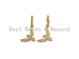 CZ Micro Pave Dangle Eagle Earring, Gold Eagle Huggie Earrings, Pave Earrings, 17x34mm, Sku#J268