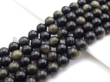 High Quality Natural Golden Obsidian Beads, 6mm/8mm/10mm/12mm/14mm Round Smooth Obsidian Beads, 15.5" Full Strand, sku#U847