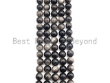 High Quality Natural Silver Obsidian, Round Smooth 6mm/8mm/10mm/12mm/14mm, 15.5" Full Strand, sku#U848
