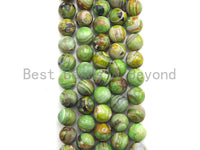 Natural Green Banded Agate Beads, Round 10mm Round Agate, 15.5" Full Strand, sku#U854
