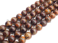 Natural Tibetan Agate football Line Beads, Dzi Agate beads, 8mm/10mm Round Tibetan Agate, 15.5" Full Strand, sku#U859