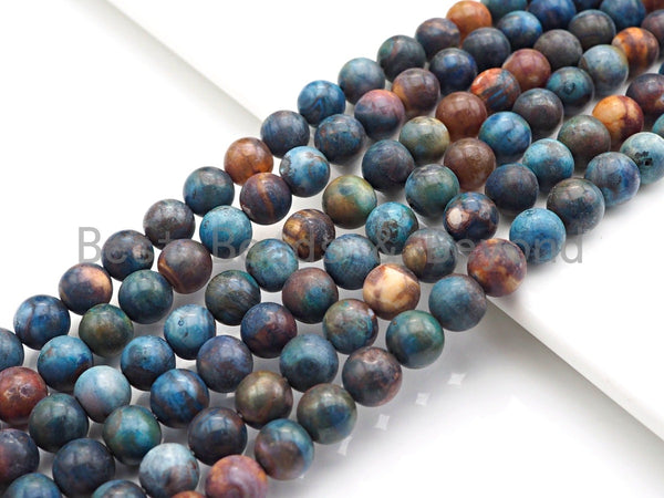 Natural Blue Brown Agate Beads, 8mm Round Agate Beads, Natural Agate, 15.5" Full Strand, sku#U863