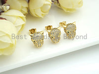 CZ Micro Pave Leopard earrings, Leopard stud earrings, Panther gold earrings, trendy earrings, 11mm, sku#J282
