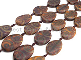 1pc/8pc Natural Tibetan Agate Flat Oval Spacer Beads, Brown White Dzi Spacer Beads, Tibetan Dzi Beads, 25x36mm, sku#U876