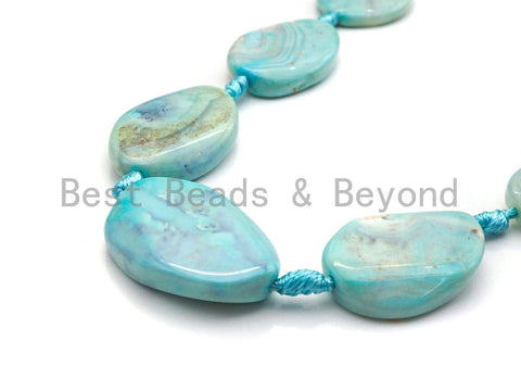 Natural Turquoise Blue Agate Oval Drop Shape Spacer Beads, Blue Agate Spacer Beads, 18x25mm/25x35/32x41mm, sku#U879