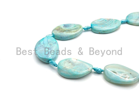 Natural Turquoise Blue Agate Oval Drop Shape Spacer Beads, Blue Agate Spacer Beads, 18x25mm/25x35/32x41mm, sku#U879