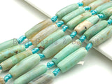 1pc/9pc Natural Tibetan Agate Barrel Spacer Beads, Turquoise Blue Agate Spacer Beads, Tibetan Dzi Beads, 10x30mm, sku#U883