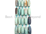 1pc/8pc Natural Turquoise Blue Agate Barrel Spacer Beads, Blue Black Agate Spacer Beads, Tibetan Dzi Beads, 14x40mm, sku#U884 BestbeadsbeyondUS