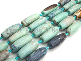 1pc/8pc Natural Turquoise Blue Agate Barrel Spacer Beads, Blue Black Agate Spacer Beads, Tibetan Dzi Beads, 14x40mm, sku#U884 BestbeadsbeyondUS