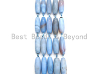 1pc/8pc Natural Agate Long Barrel Spacer Beads, Blue Agate Spacer Beads, Tibetan Beads, 14x40mm, sku#U887
