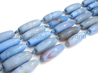 1pc/8pc Natural Agate Long Barrel Spacer Beads, Blue Agate Spacer Beads, Tibetan Beads, 14x40mm, sku#U887