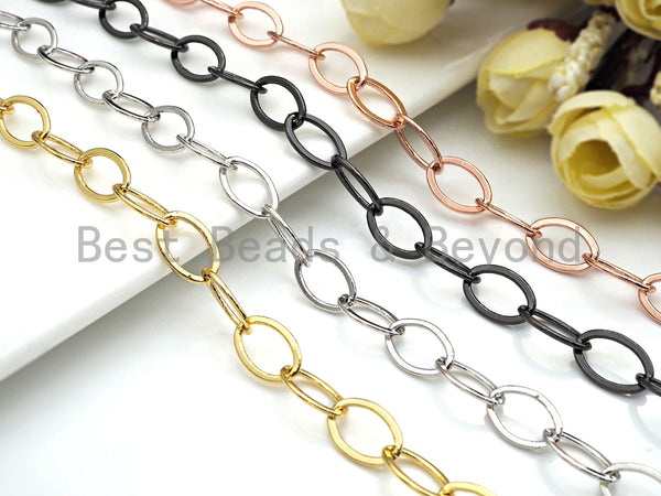 8x12mm Flat Oval Chain, Long Oval Chain, Gold/Silver/Gunmetal/Rose gold Finish, wholesale Chain for Jewelry Making, sku#E504
