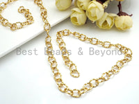 8x10mm Twisted Texturized Tubed Chain by Yard, Gold/Silver Elongated Oval Chain, Wholesale Lot Chain for Jewlery Making, sku#E510