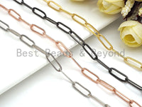 6x16mm Texturized Paper Clip Chain by Yard, Gold/Silver/Rose Gold/Gumetal Chain, Oval Link Chain, Wholesale Chain,sku#E514