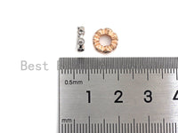CZ Big Hole Round Ring Flower Micro Pave Beads, Gold/Rose Gold/Silver Cubic Zirconia Spacer Beads, DIY Jewelry, 3x9mm, sku#Z1042