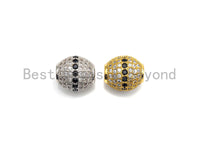 CZ Micro Pave Oval Spacer Beads with Clear/Black CZ for Bracelet/Necklace, Cubic Zirconia Beads, Bracelet Beads, 12x13mm,sku#Z1048