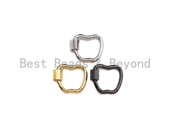 PRESELLING Apple Shape Clasp, CZ Pave Clasp, Gold/Silver/Rose Gold/Black Carabiner Clasp, 17x18mm,sku#K115