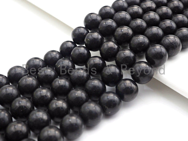 High Quality Natural Shungite Smooth Round Beads, High Energy, 4mm/6mm/8mm/10mm/12mm Shungite Beads, 15.5" Strand, sku#U943