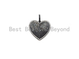 Black/Clear CZ Pave Heart Shape Pendant/Charm, sku#Z1025